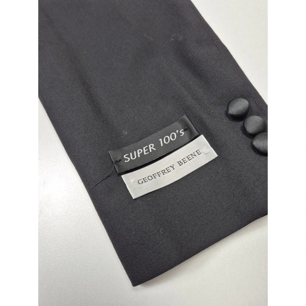 Geoffrey Beene Suit Jacket Mens 38 XLong Black Wool Super 100s Tuxedo NWT FLAW